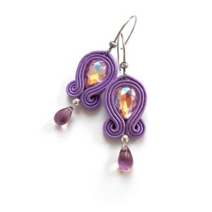 KOLCZYKI SUTASZ soutache lawendowe