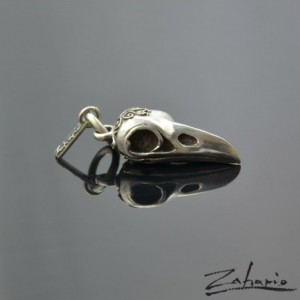 Wisior czaszka kruka srebro Zahario