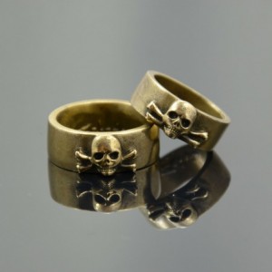 Obrączki czaszka brąz komplet Zahario