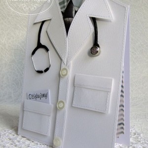 Kartka Fartuch Lekarski męski, podziękowanie dla lekarza