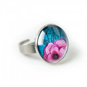 Pink rose pierścionek