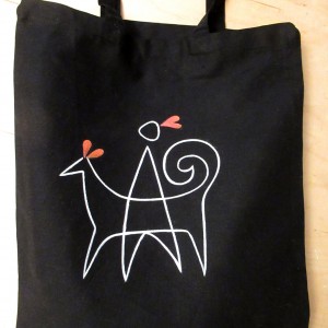 Torba malowana "Ja i pies"czarna  bawełniana