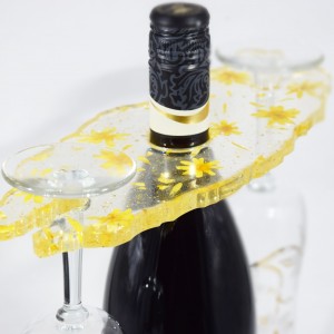 Stojak / taca na wino - słoneczne kwiaty