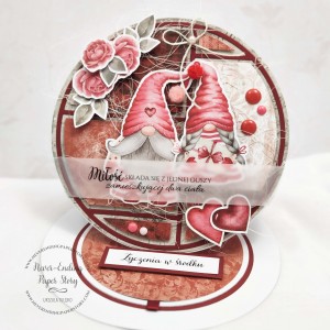 Kartka walentynkowa w kształcie koła - do postawienia