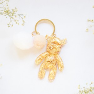 Brelok Miś - płatki złota