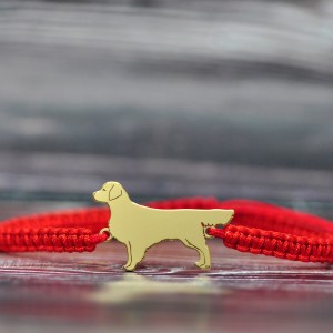 Golden retriever - bransoletka z psem, srebro pozłacane