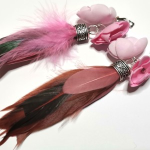 Klipsy kwiaty pióra folk lekkie