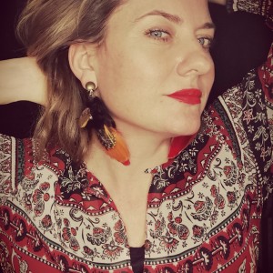 Klipsy kwiaty pióra folk lekkie