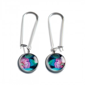 Pink flower kolczyki