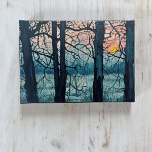 Wschód słońca - ręcznie malowany obraz akrylowy