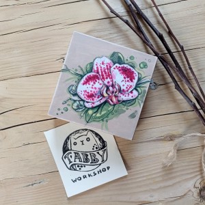 Storczyk - małe drewniane pudełko, szkatułka