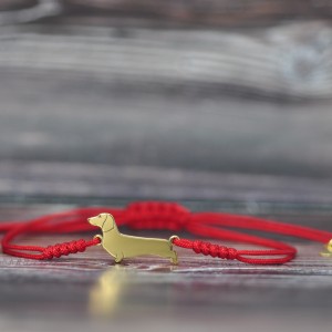 Jamnik, bransoletka z psem, srebro 925