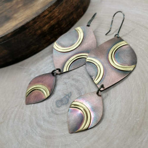 Kolczyki z miedzi podwójne łezki c1074