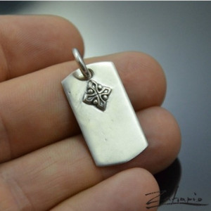 Wisior Nieśmiertelnik Mały z Krzyżykiem Srebro Zahario