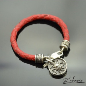 Bransoleta Stróż Doby Czerwona Srebro Zahario