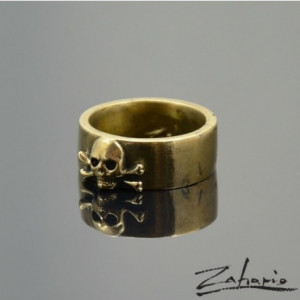 Pierścień Obrączka Duża Czaszka Brąz Zahario
