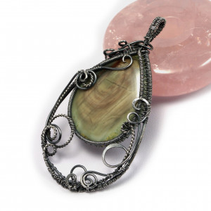 Jaspis Imperial, Srebrny wisior z jaspisem, ręcznie wykonany, prezent dla niej, prezent dla mamy, prezent urodzinowy, biżuteria