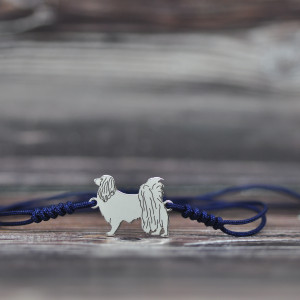 Spaniel kontynentalny Phalene - bransoletka z psem, srebro próby 925