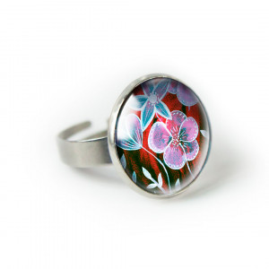 Red flower pierścionek