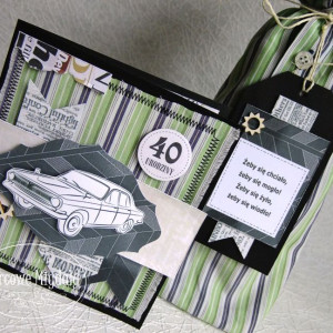 Komplet urodzinowy męski, kartka i torebka na alkohol