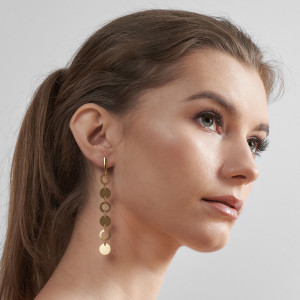 Długie kolczyki ze złocistych kół Fojbe c697