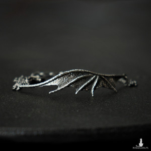 Surowa bransoletka ze srebra smocze skrzydło