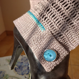 BRĄZOWY KARDIGAN, SWETER, PŁASZCZ  Z TURKUSAMI