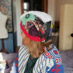 Czapka damska patchworkowa  smerfetka