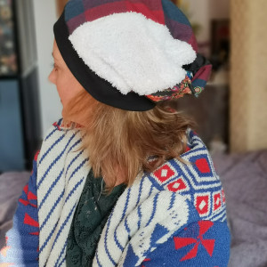 Czapka damska patchworkowa  smerfetka