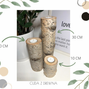 Trio świeczników - brzoza jasna