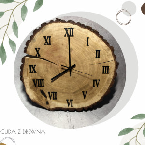 Drewniany zegar dębowy 40 cm, pełna personalizacja