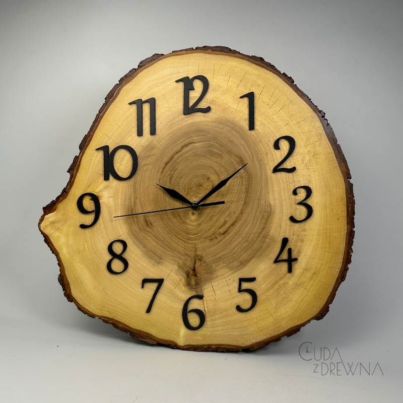 Drewniany zegar wiąz 30 cm, pełna personalizacja