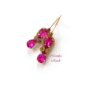 KOLCZYKI SUTASZ złoto ze srebrem róż