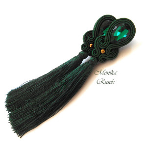 KOLCZYKI SUTASZ CHWOST zieleń butelkowa