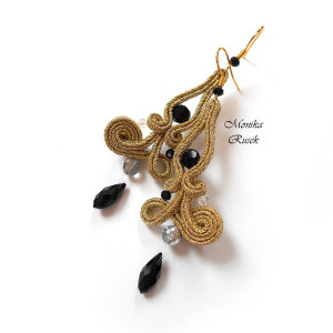 KOLCZYKI SUTASZ ażurowe dwustronne 100% HAND MADE