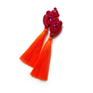 KOLCZYKI SUTASZ fuksja pomarańczowe 100% hand made