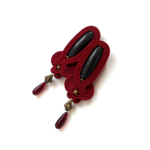 KOLCZYKI SUTASZ boho bordowe