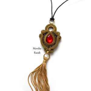 WISIOR NASZYJNIK SUTASZ antyczne frędzle hand made