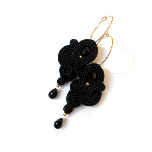 KOLCZYKI SUTASZ soutache czarne