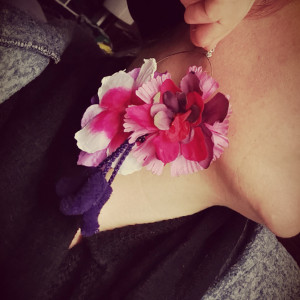 Kolczyki kolorowe boho fiolet kwiaty