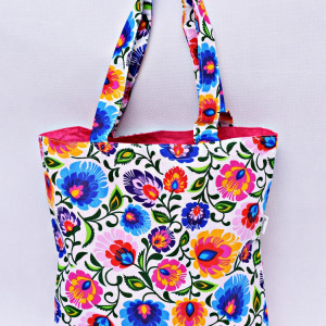 Torba na zakupy, torba shopperka, torba szoperka, eko siatka na zakupy folk łowicz, torba łowicka ludowa