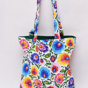 Torba na zakupy, torba shopperka, torba szoperka, eko siatka na zakupy folk łowicz, torba łowicka ludowa