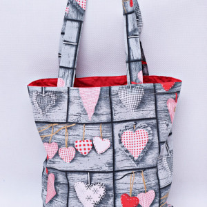 Torba na zakupy, torba shopperka, torba szoperka, eko siatka na zakupy serca retro