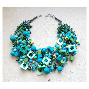 5225 naszyjnik kolia zielony niebieski