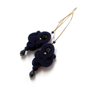 KOLCZYKI SUTASZ soutache granatowe