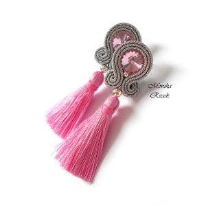 KOLCZYKI SUTASZ CHWOST jasny róż