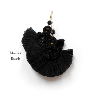 KOLCZYKI SUTASZ czarne boho