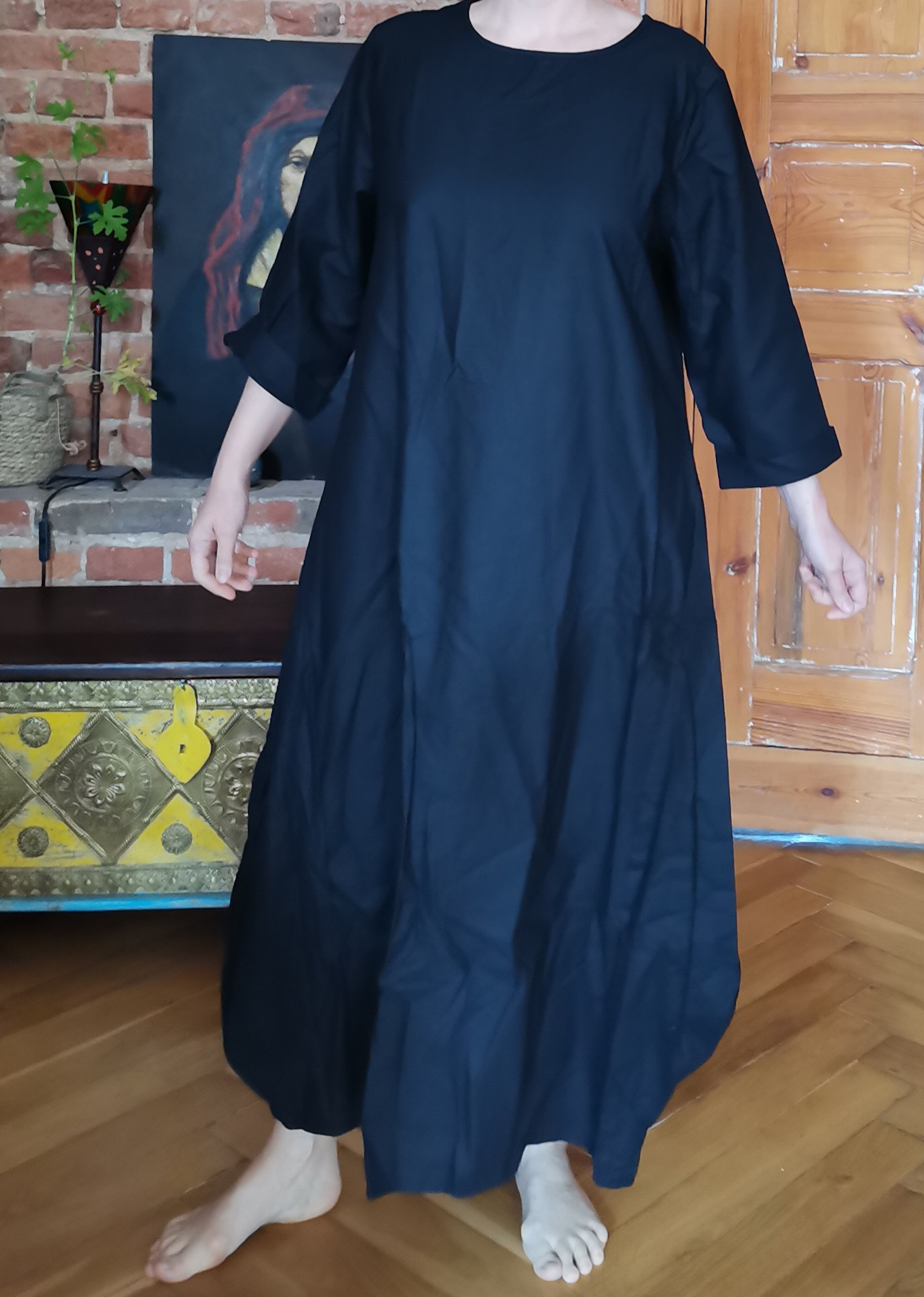 automaton Accustom Wait a minute czarna sukienka oversize bawełna – sukienka rozmiar M • Ruda Klara