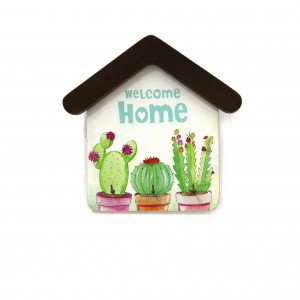 WIESZAK NA KLUCZE "Welcome home", kwitnące kaktusy