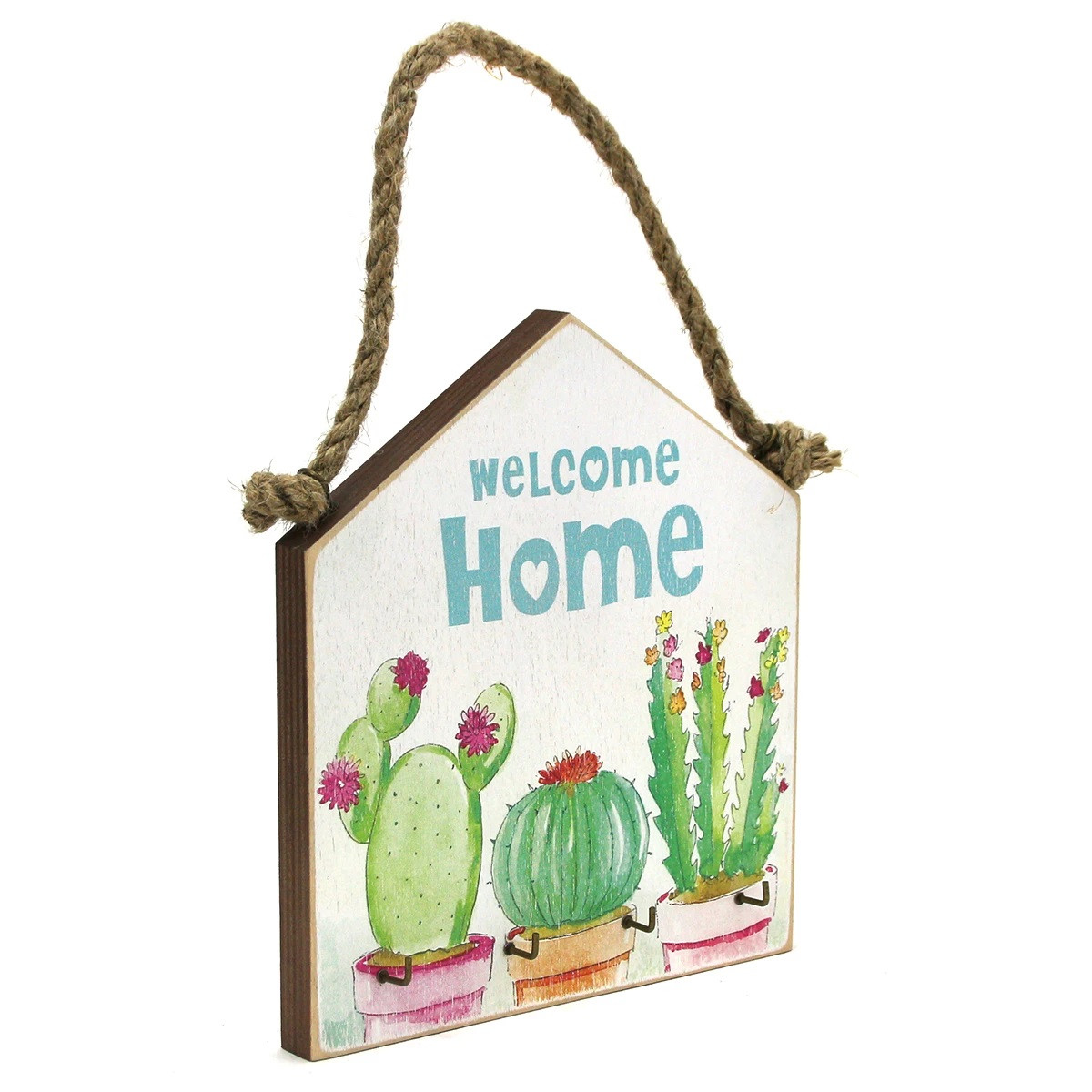 WIESZAK NA KLUCZE "Welcome home", kwitnące kaktusy